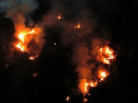 Cháy lớn bãi cỏ rộng ở TP Thủ Đức, đe dọa nhiều sân bóng nhân tạo