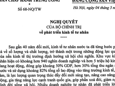 TOÀN VĂN: Nghị quyết số 68-NQ/TW về phát triển kinh tế tư nhân