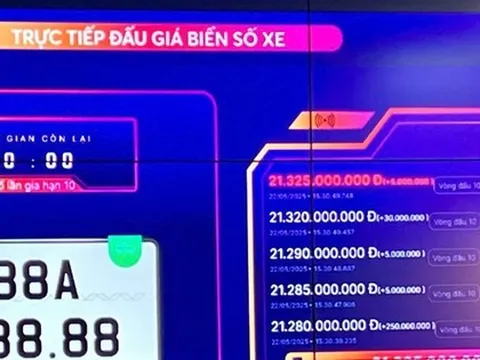 Biển số 88A-888.88 có giá trúng đấu giá hơn 21 tỷ đồng