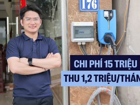 Lắp trụ sạc tại nhà, chủ xe chia sẻ: ‘Tốn chưa đến 15 triệu đồng và 2 ngày làm việc có thể thu được 1,2 triệu đồng/tháng’