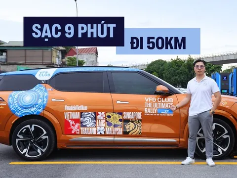Chủ xe VinFast VF 9 trải nghiệm trạm sạc siêu nhanh lớn nhất Hà Nội: ‘9 phút đi được 50km, vị trí thuận lợi, toàn trụ công suất lớn’