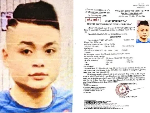 Truy nã Trần Văn Sơn sinh năm 1996