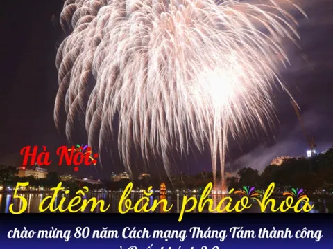 HOT - 5 điểm bắn pháo hoa mừng Quốc khánh 2025 tại Hà Nội