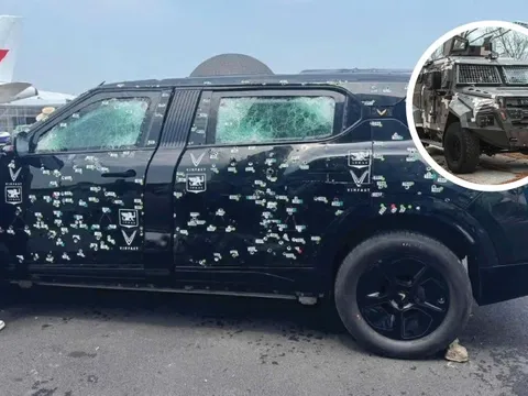 Xe VinFast VF 9 limousine chi chít vết đạn bắn, tổng hơn 400 phát: Hé lộ về đơn vị nâng cấp chống đạn