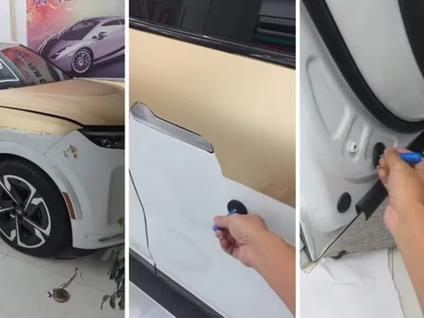 Dùng nam châm dò khắp thân VinFast VF 9, vỏ xe dùng chất liệu gì mà không hút?