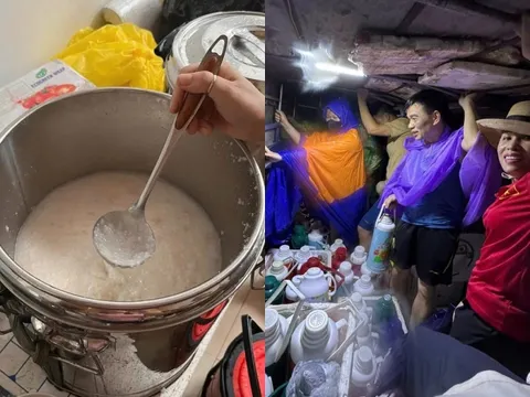 Ngập lụt, mất điện, không thể ra ngoài, cư dân chung cư tại Hà Nội được tiếp tế bằng cháo, nước nóng