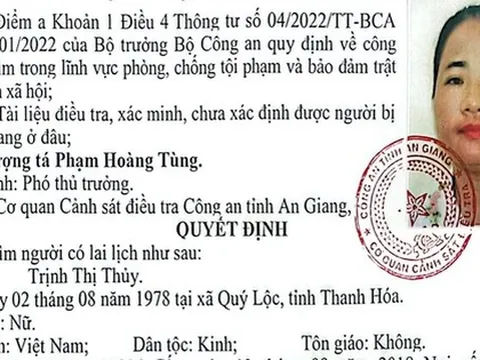 Ai biết thông tin đối tượng Trịnh Thị Thủy hãy báo ngay cho công an