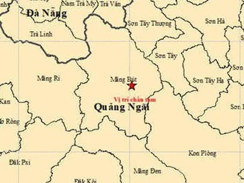 Động đất 4.5 độ tại xã Măng Bút, tỉnh Quảng Ngãi