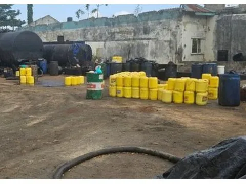 Theo dõi xe tải liên tục ra vào bãi đỗ xe, công an triệt phá đường dây sản xuất dầu ăn giả, tịch thu nhiều can dầu 20 lít và tiền mặt phi pháp