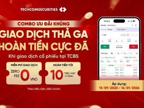 Giao dịch cổ phiếu tại TCBS, nhận hoàn tiền lên đến 40 triệu đồng