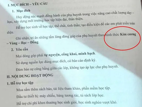 Lan truyền văn bản phụ huynh ủng hộ 20 triệu được vinh danh hạng kim cương: Hiệu trưởng lên tiếng bất ngờ