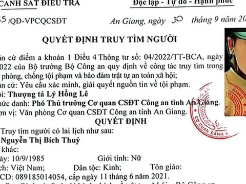 Công an truy tìm đối tượng Nguyễn Thị Bích Thủy