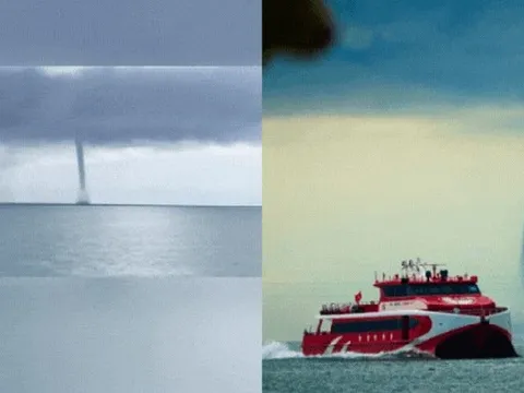 Hãi hùng cảnh vòi rồng khổng lồ xuất hiện ở vùng biển Phú Quốc