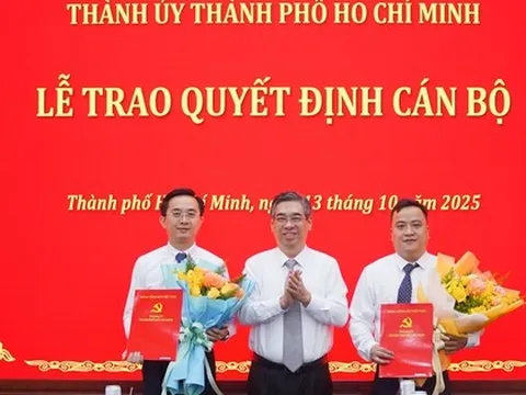 Ông Trần Thế Thông và ông Đinh Xuân Hải được bổ nhiệm làm Thư ký Bí thư Thành ủy TP HCM
