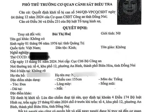 Truy nã đặc biệt Bùi Thị Huệ sinh năm 1976