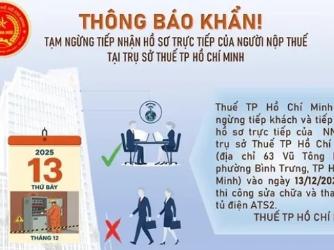 Thuế TPHCM có thông báo khẩn