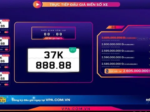 Thu 5.200 tỷ đồng từ đấu giá biển số xe trong năm 2025