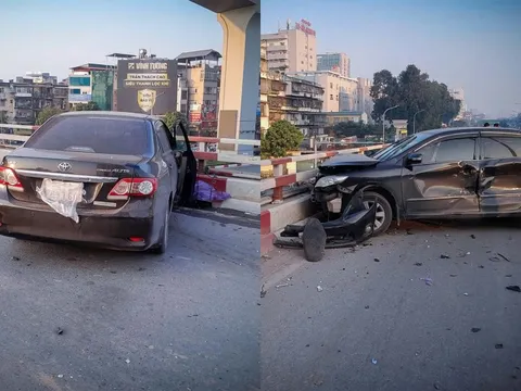 Hiện trường vụ nữ tài xế ô tô buồn ngủ gây tai nạn liên hoàn khiến 1 người tử vong trên phố Hà Nội