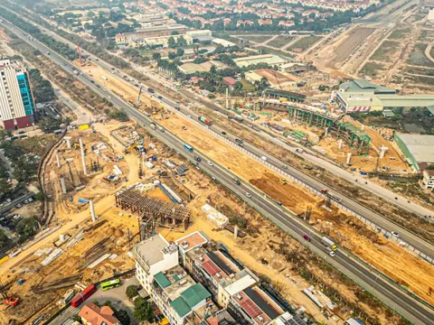 Toàn cảnh nút giao gần 2.400 tỷ đồng ở Hà Nội nhìn từ trên cao