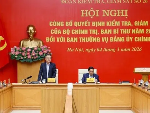 Công bố quyết định kiểm tra của Bộ Chính trị, Ban Bí thư đối với Ban Thường vụ Đảng ủy Chính phủ