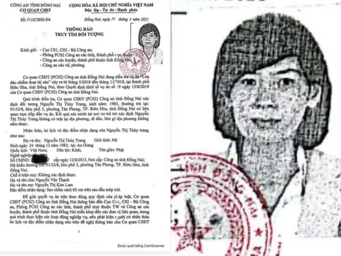 Truy tìm đối tượng Nguyễn Thị Thùy Trang SN 1983