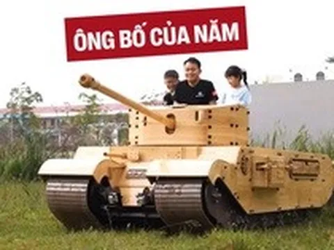 Bố người ta trong truyền thuyết: Tự chế mô hình xe tăng gỗ cực ‘khủng’ cho con trai, vận hành như thật khiến cộng đồng mạng ngả mũ
