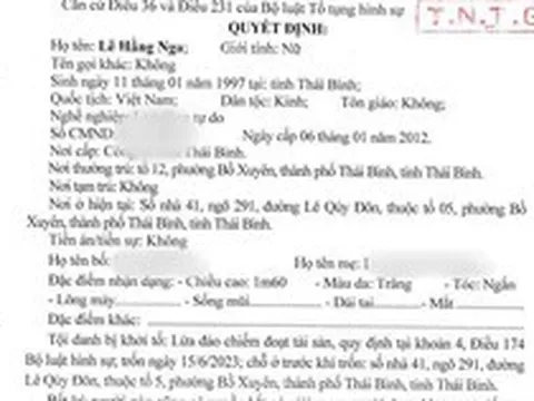 Quyết định truy nã Lê Hằng Nga SN 1997