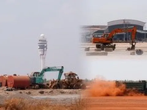 Cận cảnh sân bay Long Thành ngổn ngang, công nhân thưa thớt