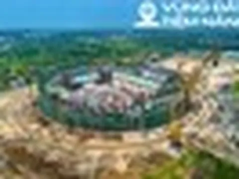 Bất ngờ tiến độ sân vận động lớn thứ hai Việt Nam sau 8 tháng khởi công: Khán đài dần lộ diện, sắp lắp mái vòm thép 8.600 tấn