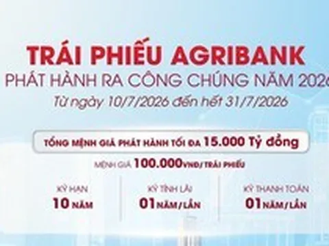 Agribank chào bán 15.000 tỷ đồng trái phiếu ra công chúng 2026