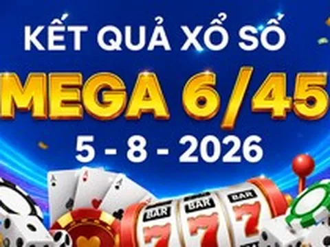 Vietlott 5/8 - Vietlott Mega 6/45 5/8 - Kết quả xổ số Vietlott hôm nay 5/8/2026