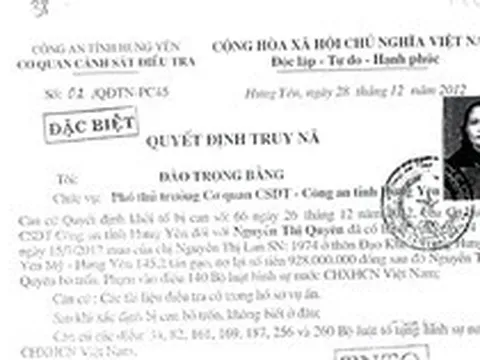 Công an điều tra giao dịch mua gạo 928 triệu đồng: Truy nã Nguyễn Thị Quyên SN 1966
