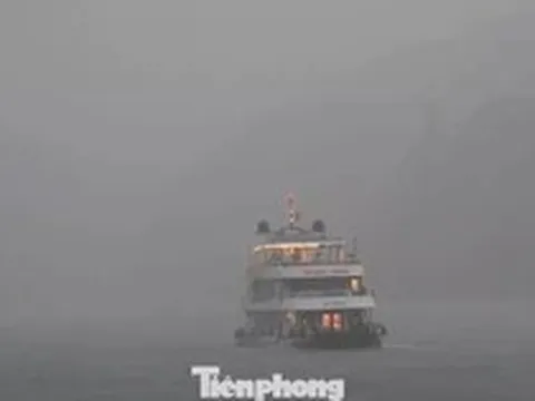 Mưa lớn ở vịnh Lan Hạ, Cát Bà, du khách xếp hàng chờ lên thuyền